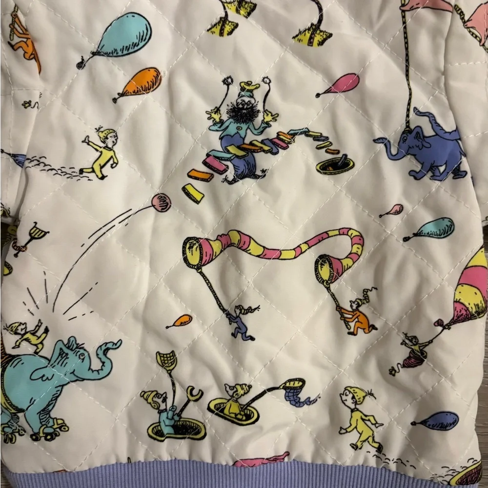 Dr. Seuss Character Print Quilted Jacket Pink Purple Girls Size 2M